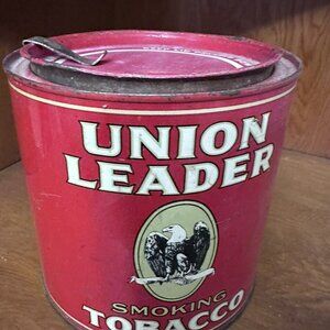 Vintage Union Leader Smoking Tobacco Tin 14 oz. W/ Leva-lift Can Opener- Empty
